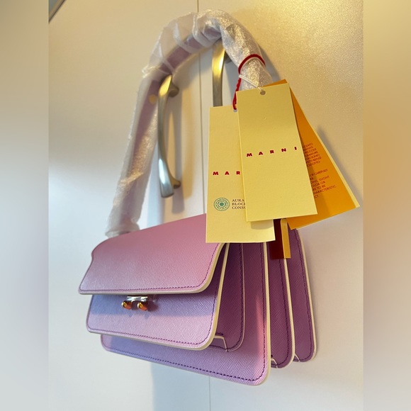 BRAND NEW AUTHENTIC MARNI PURPLE PINK EW Trunk Shoulder Bag - Picture 7 of 8